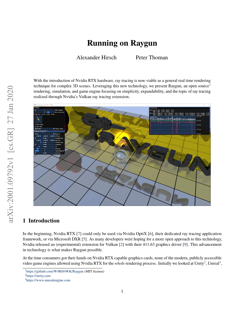 Running on Raygun Arxiv:2001.09792V1 [Cs.GR]