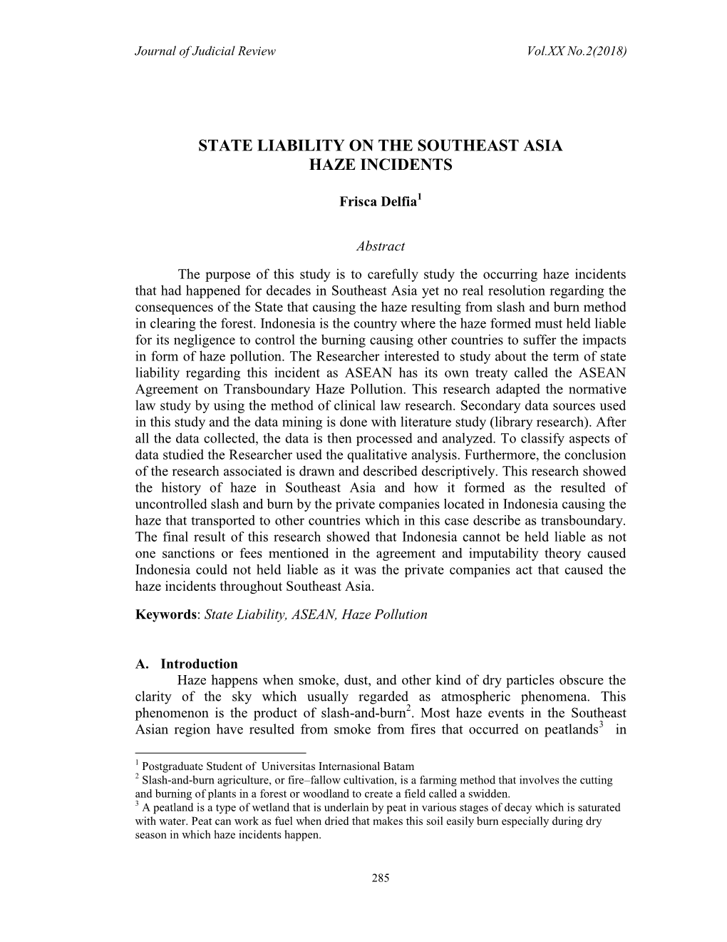 State Liability on the Southeast Asia Haze Incidents
