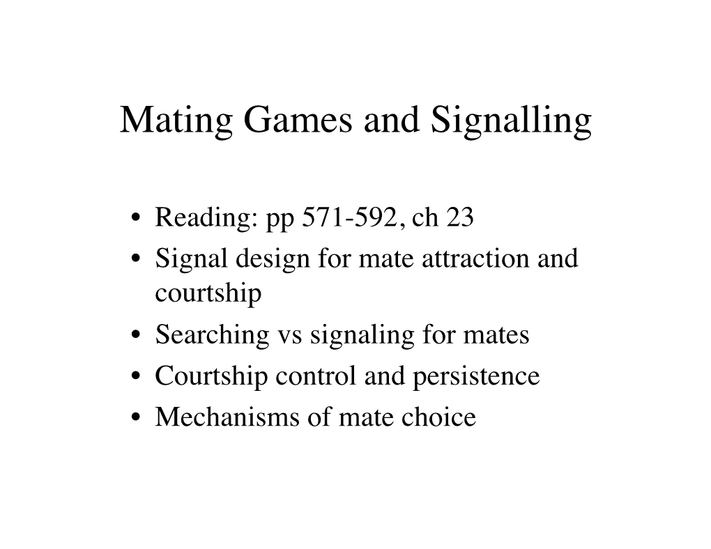 Mating Games and Signalling