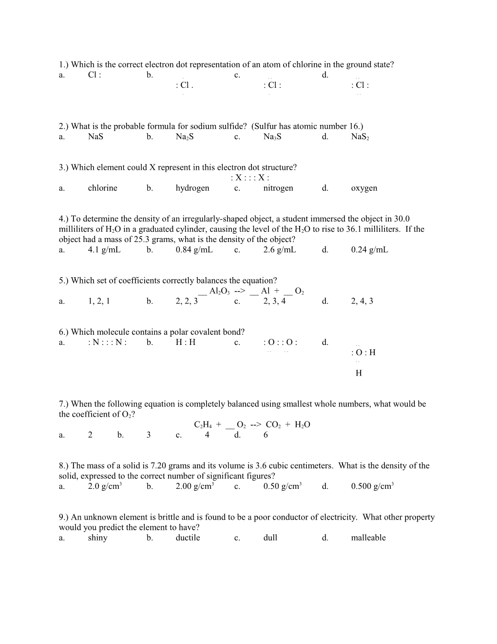 Which Is the Correct Electron Dot Representation of an Atom of Chlorine in the Ground State