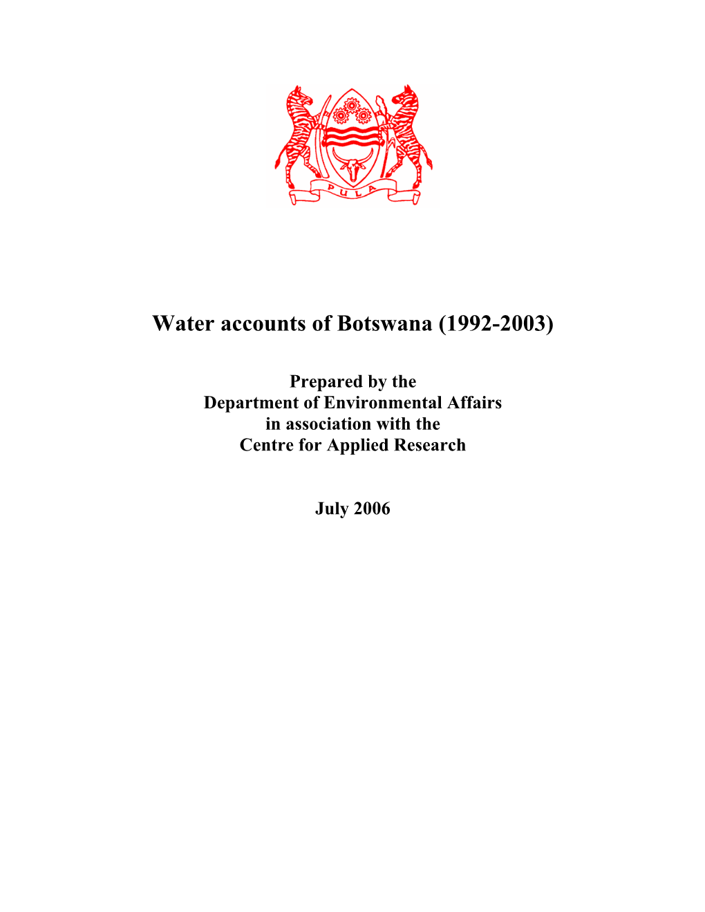 Water Accounts of Botswana (1992-2003)