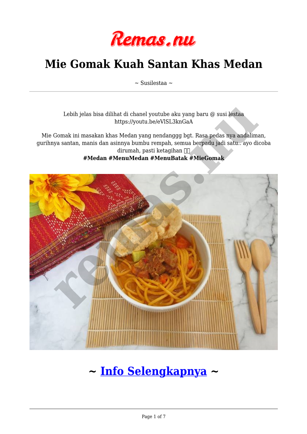 Mie Gomak Kuah Santan Khas Medan