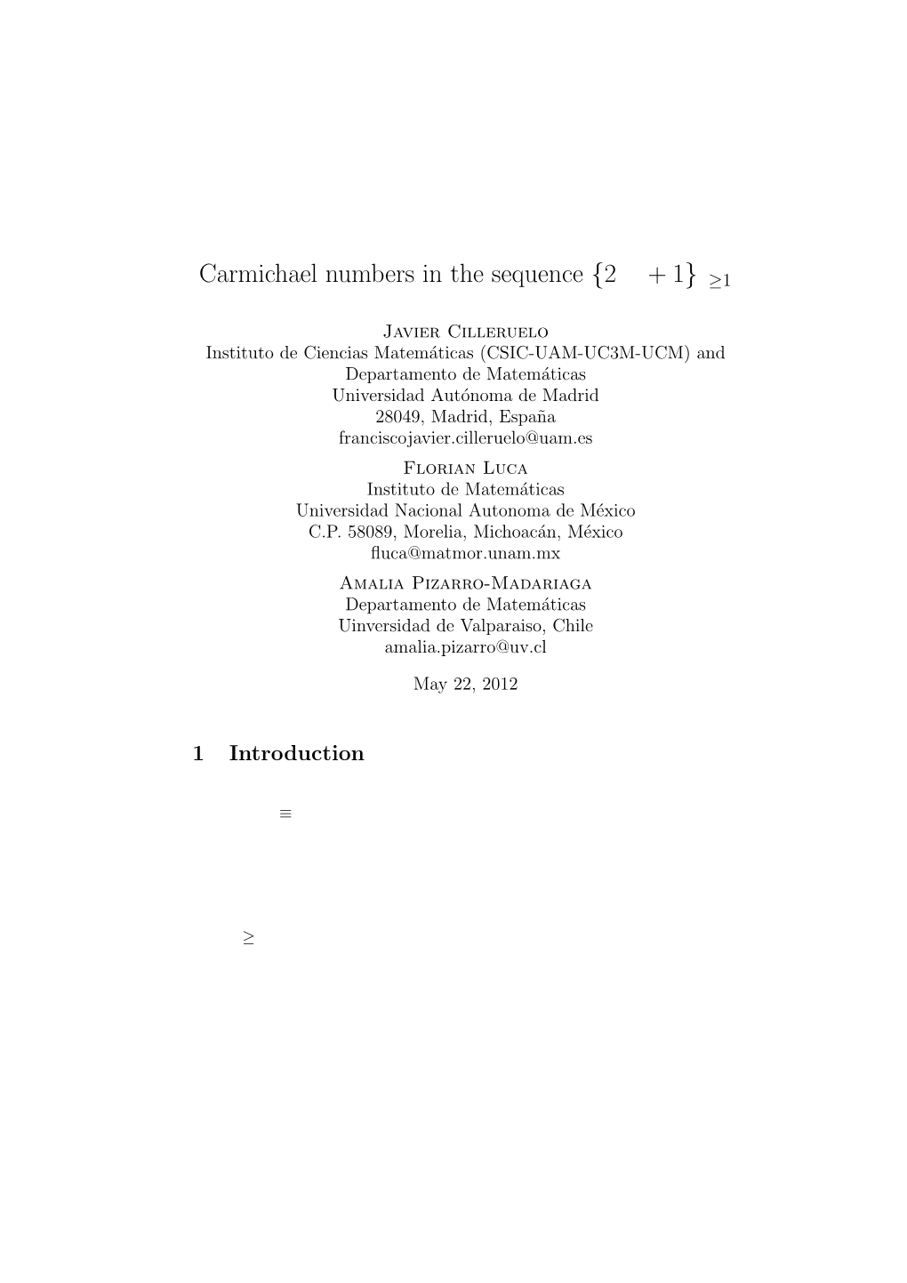 Carmichael Numbers in the Sequence {2 K + 1}N≥1