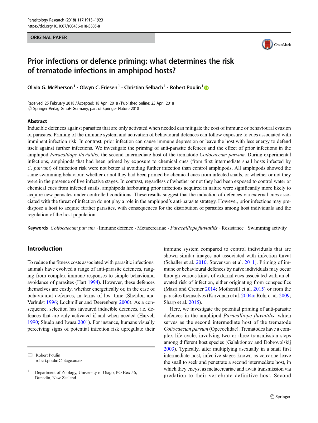 What Determines the Risk of Trematode Infections in Amphipod Hosts?