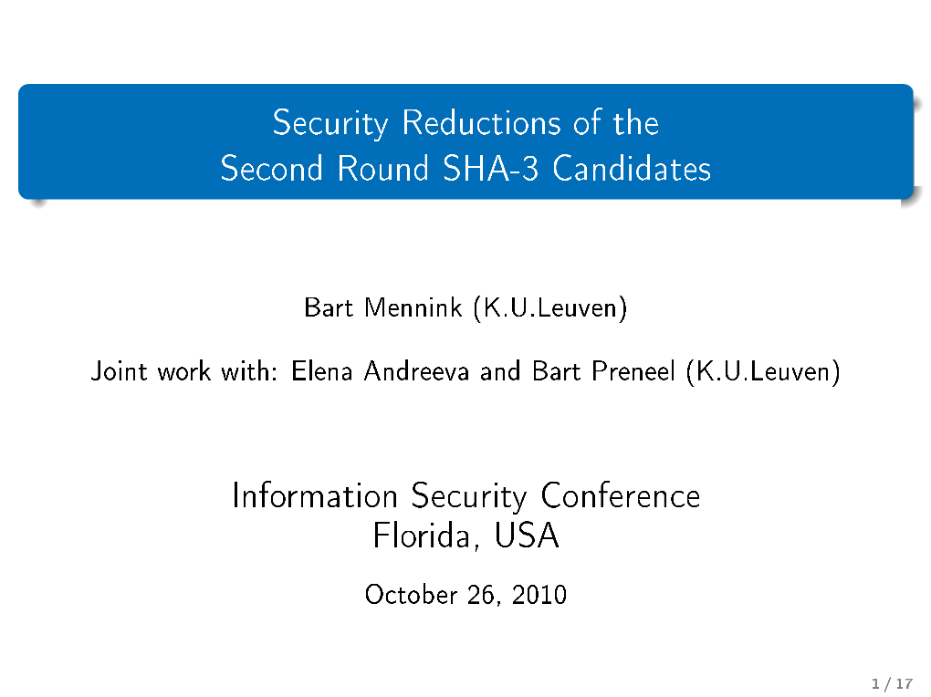 Security Reductions of the Second Round SHA-3 Candidates