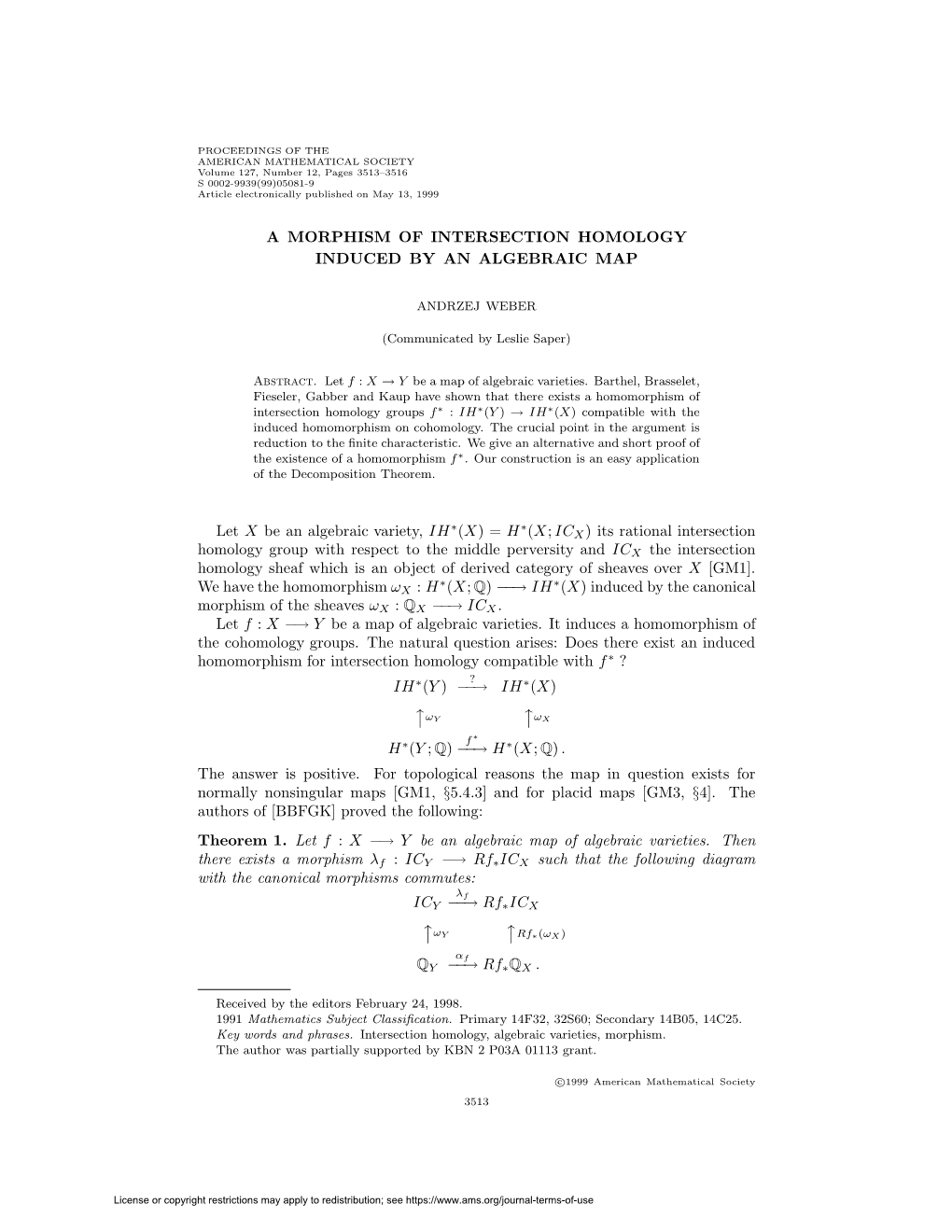 A Morphism of Intersection Homology Induced by an Algebraic Map