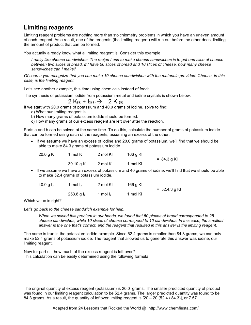 Limiting Reagents