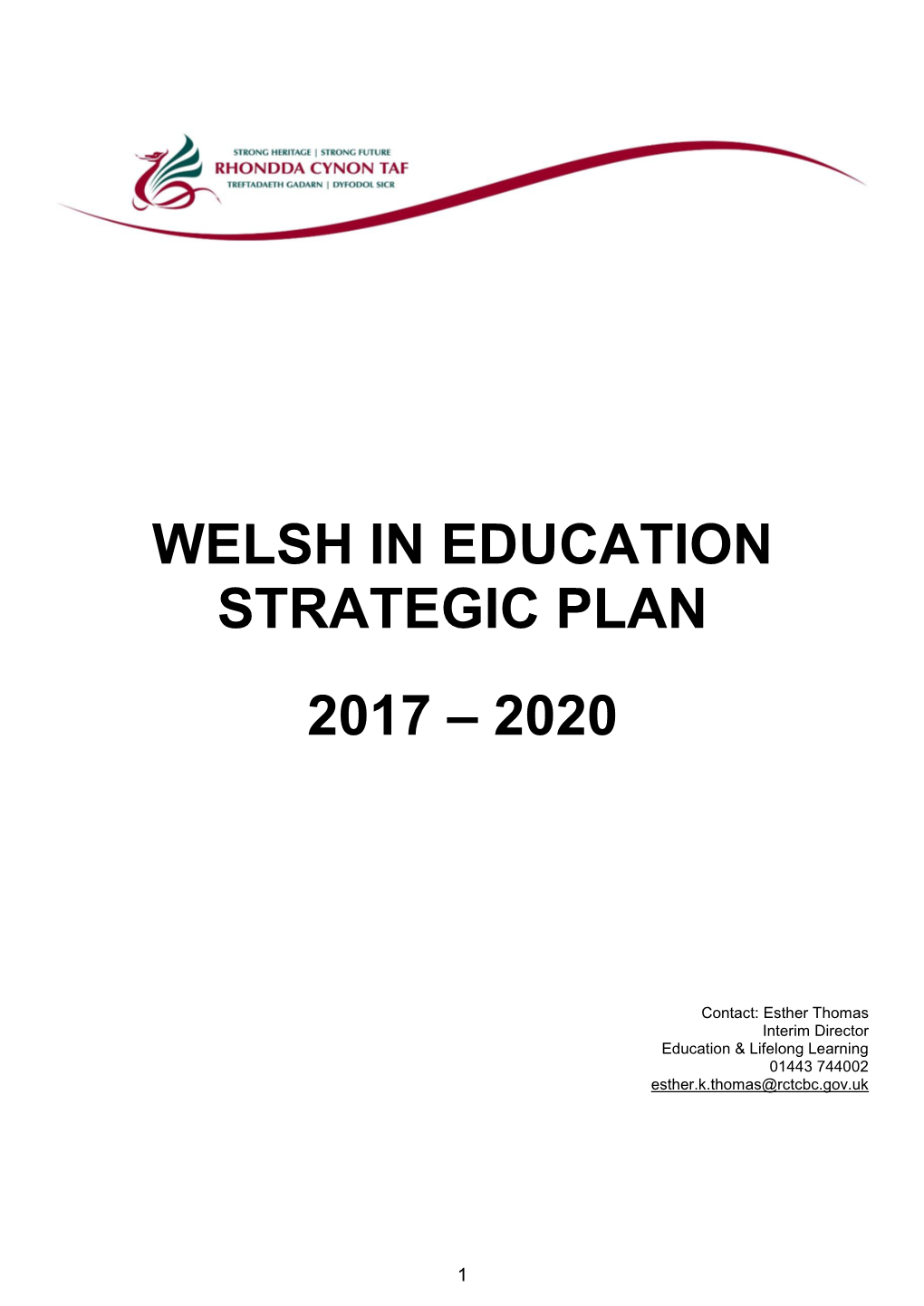 Welsh in Education Strategic Plan 2017 – 2020