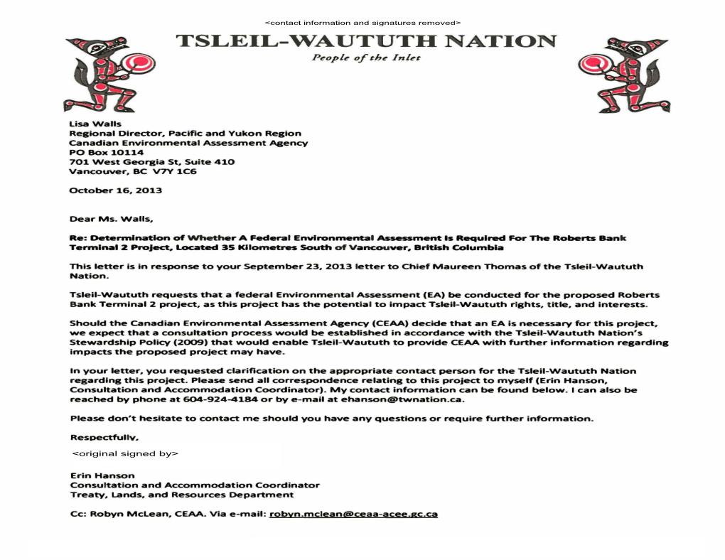 TSLEIL-WAUTUTH NATION People of the Inlet