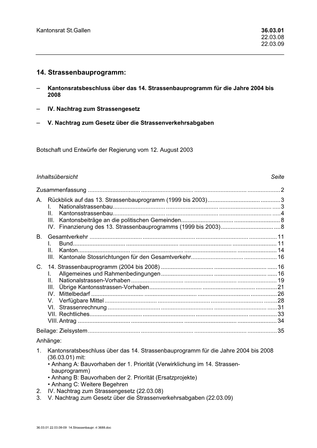 14. Strassenbauprogramm