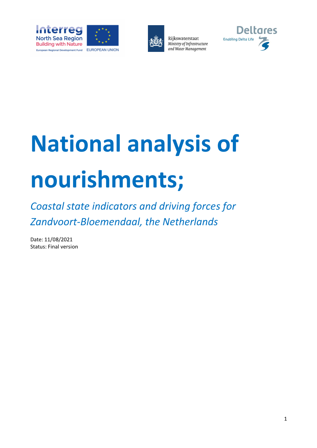 National Analysis of Nourishments; Coastal State Indicators and Driving Forces for Zandvoort-Bloemendaal, the Netherlands