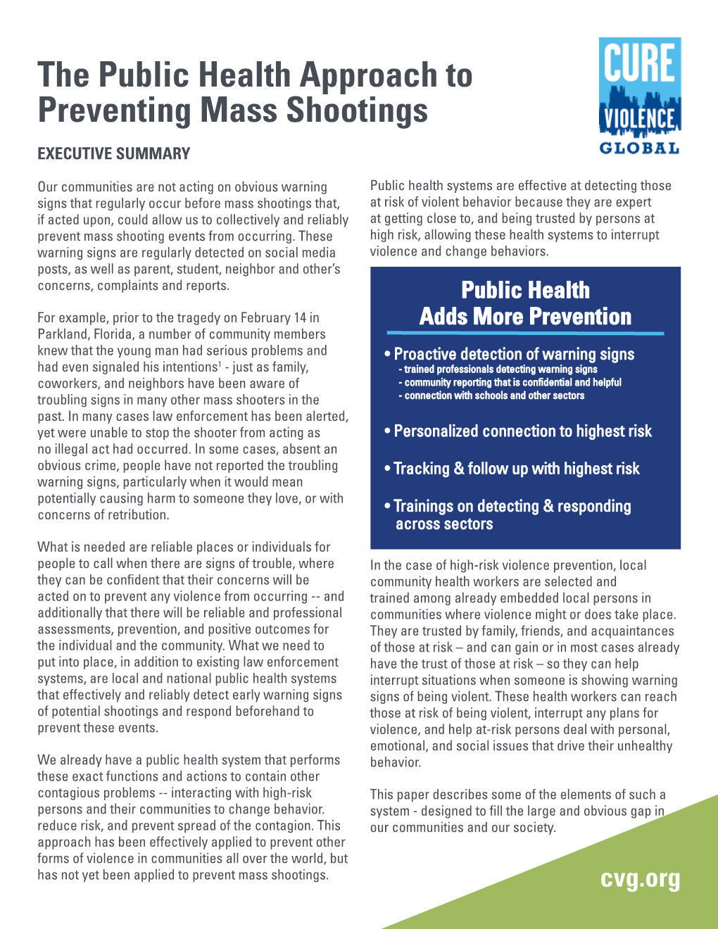 Public Health Approach to Mass Shootings