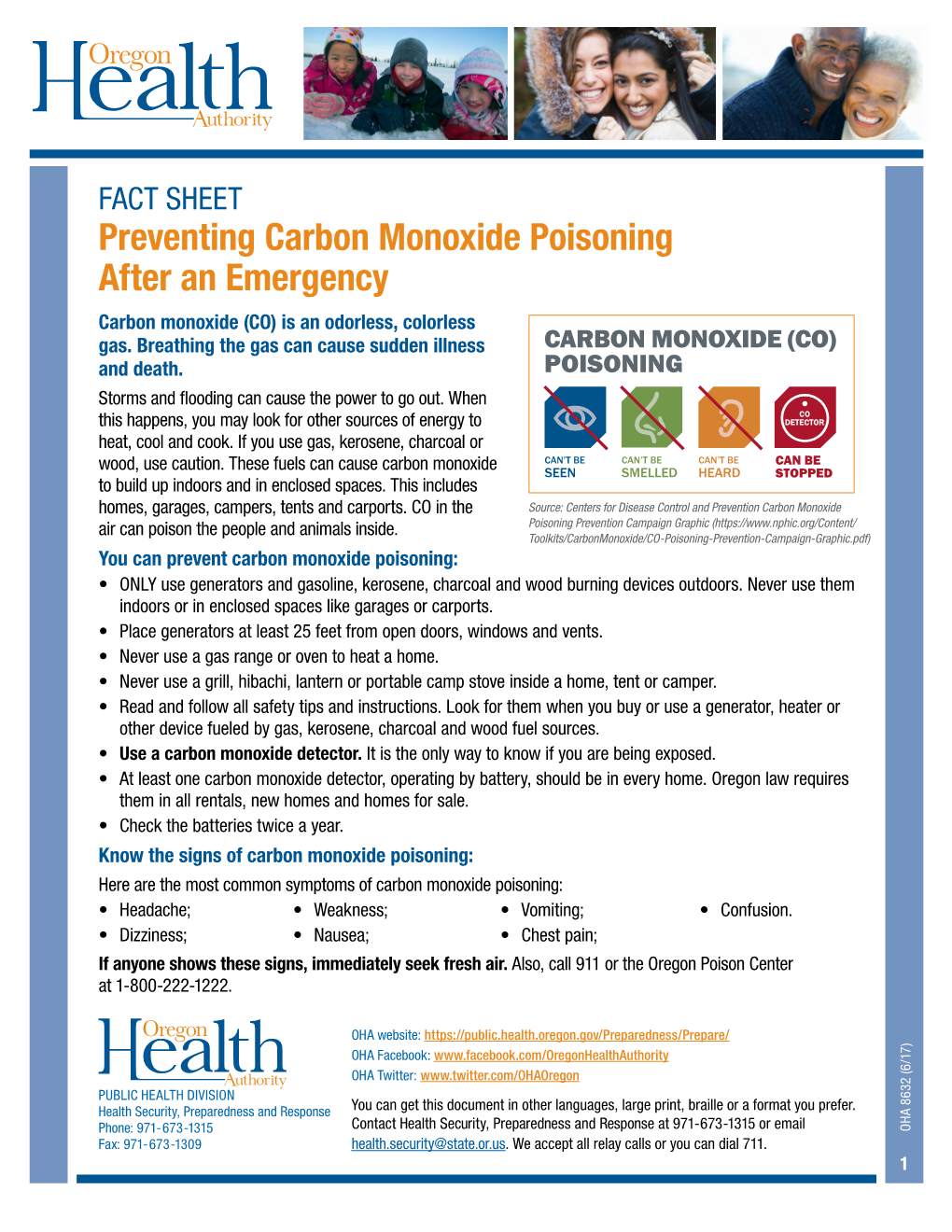 Fact Sheet: Preventing Carbon Monoxide Poisoning After An