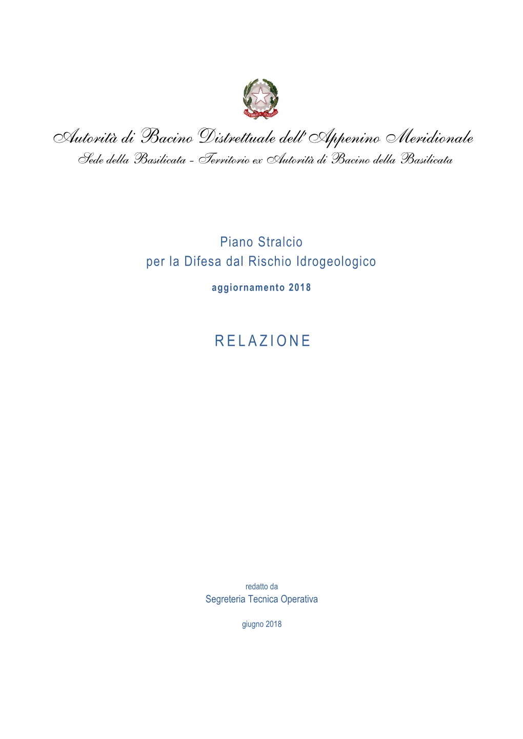 Autorità Di Bacino Distrettuale Dell’Appenino Meridionale Sede Della Basilicata - Territorio Ex Autorità Di Bacino Della Basilicata