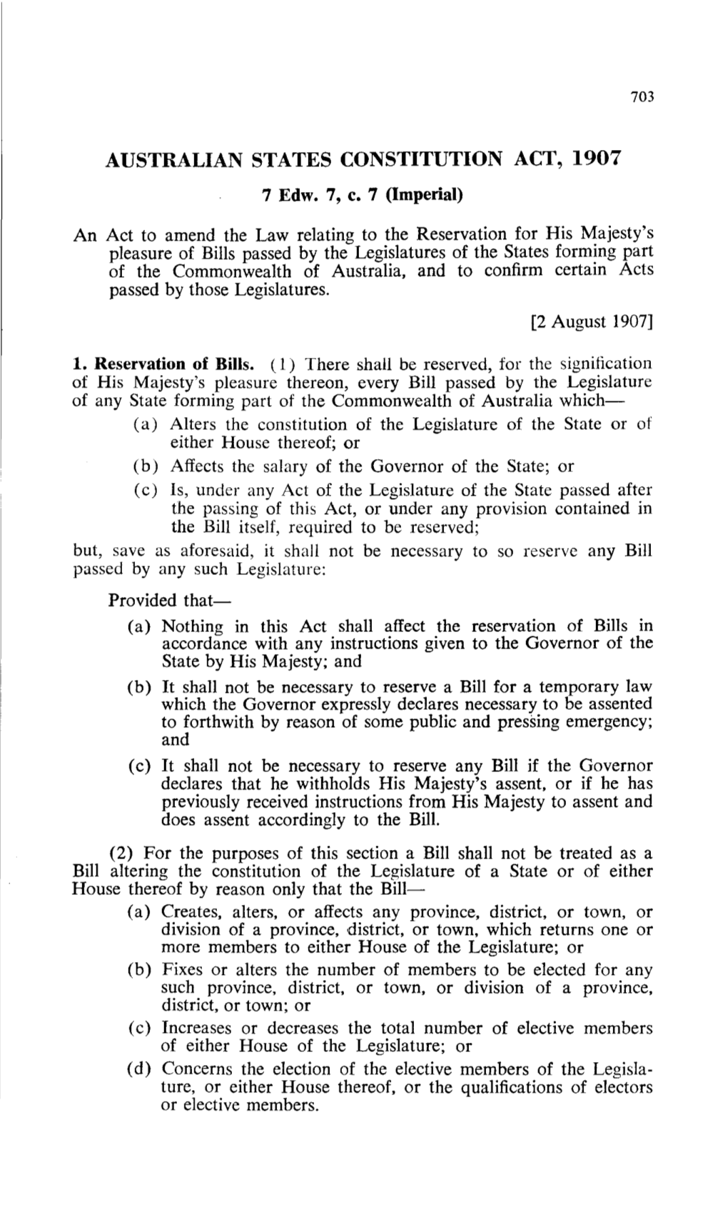 AUSTRALIAN STATES CONSTITUTION ACT, 1907 7 Edw