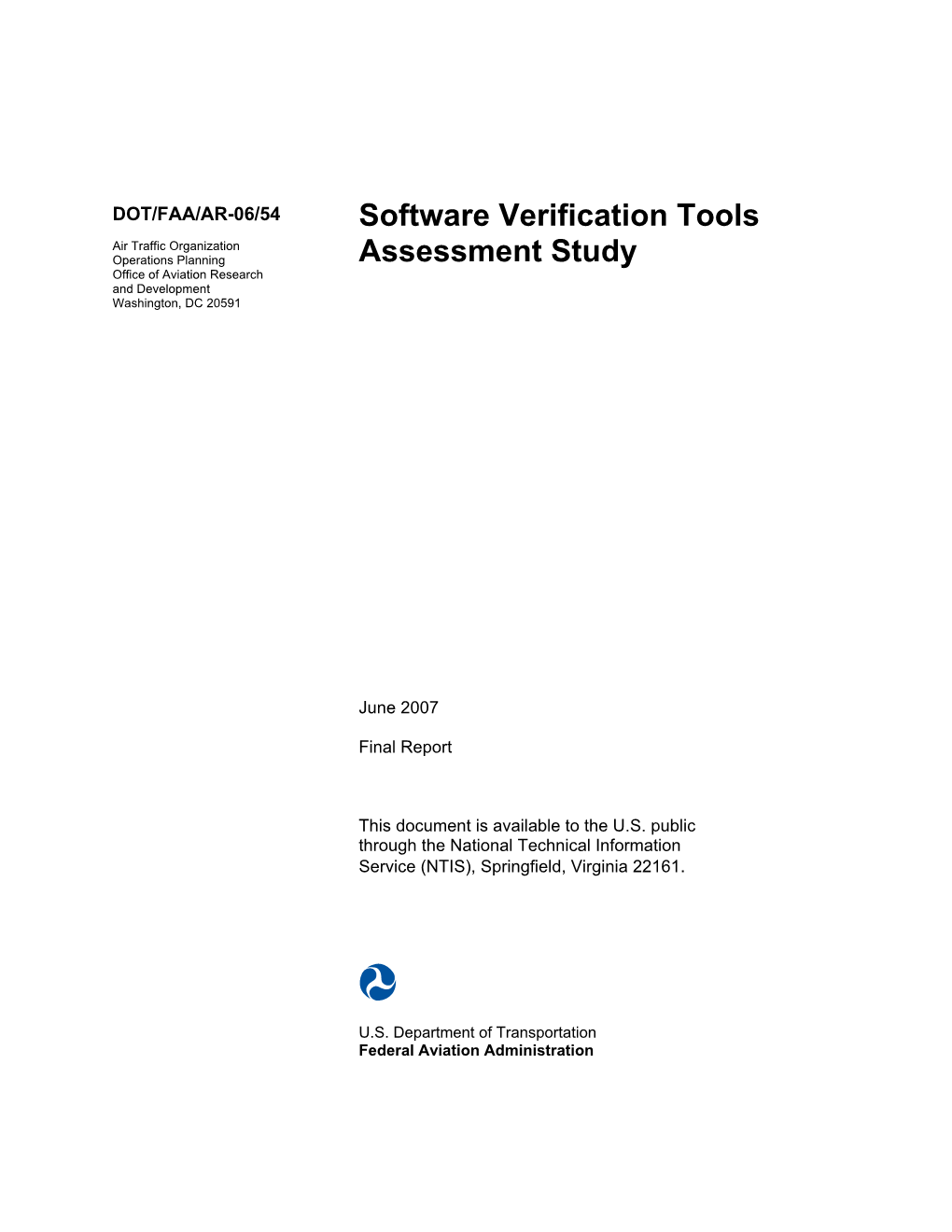 FAA Software Verification Tools Assessment Study