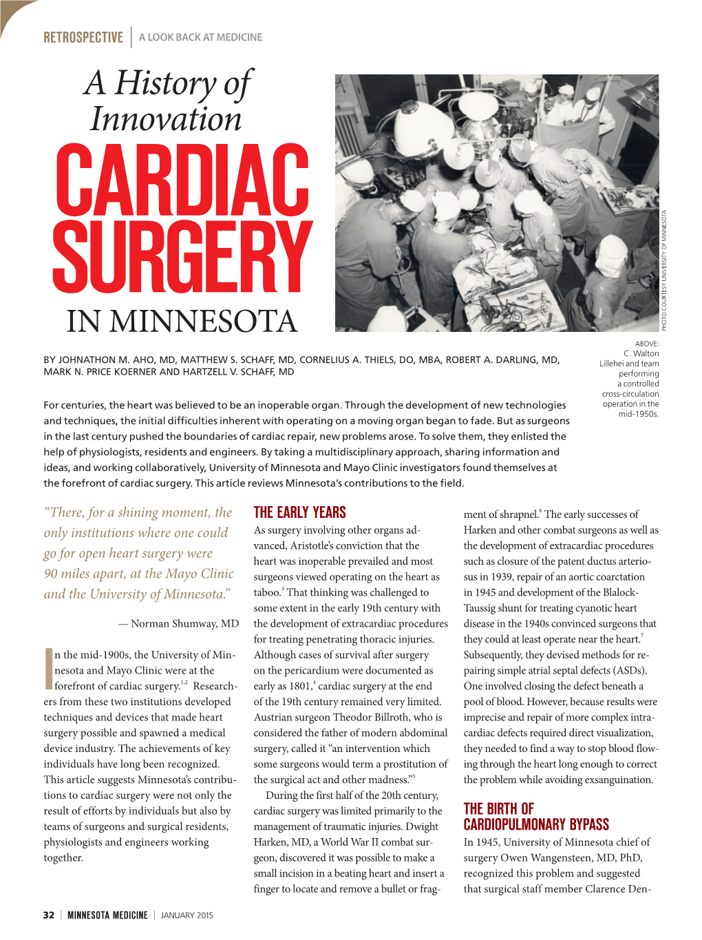 A History of Innovation: Cardiac Surgery in Minnesota