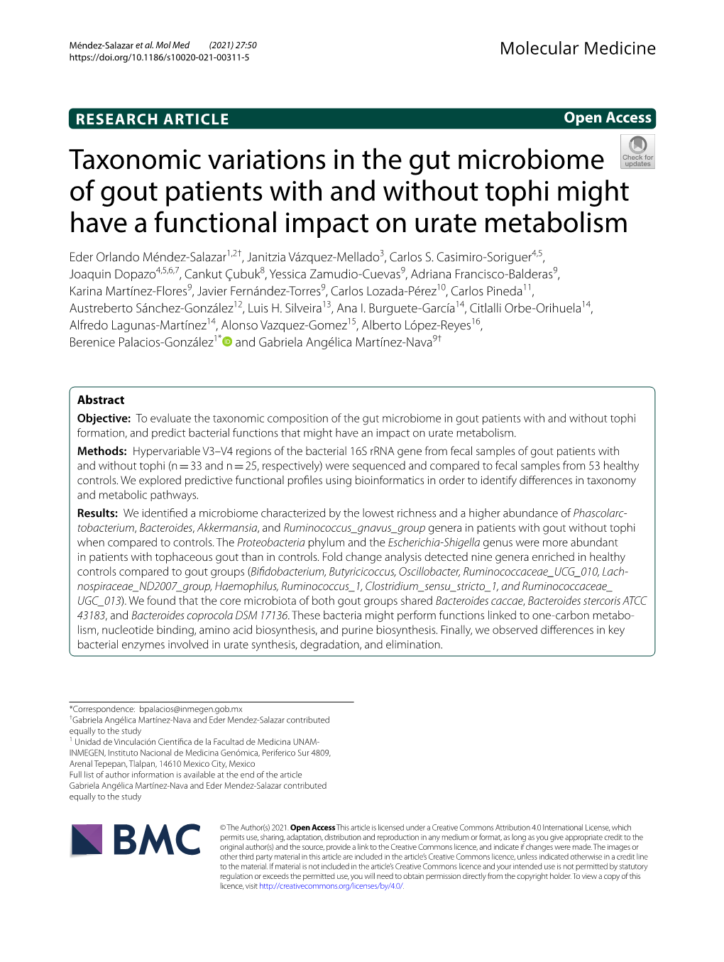 Taxonomic Variations in the Gut Microbiome of Gout Patients With