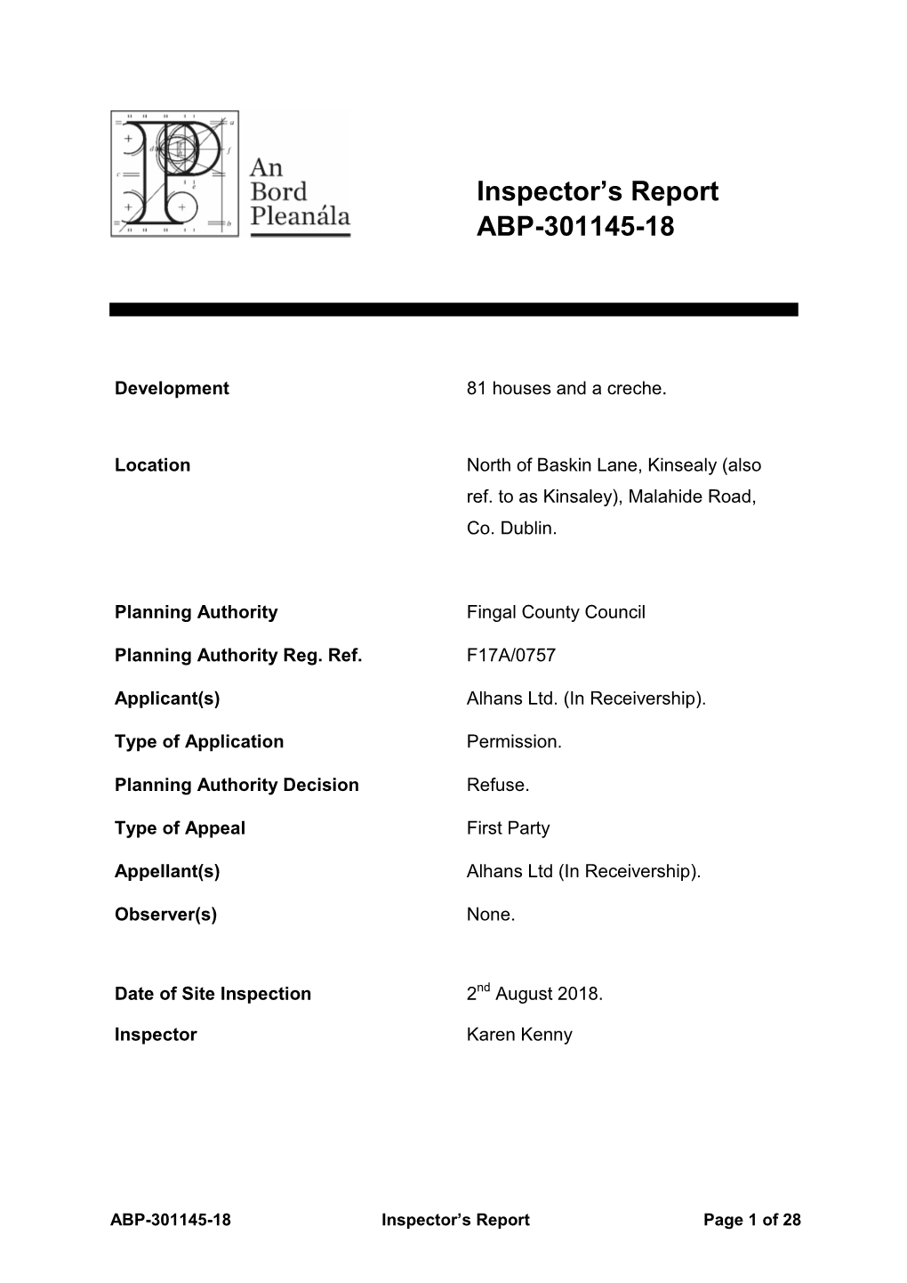 Inspector's Report ABP-301145-18