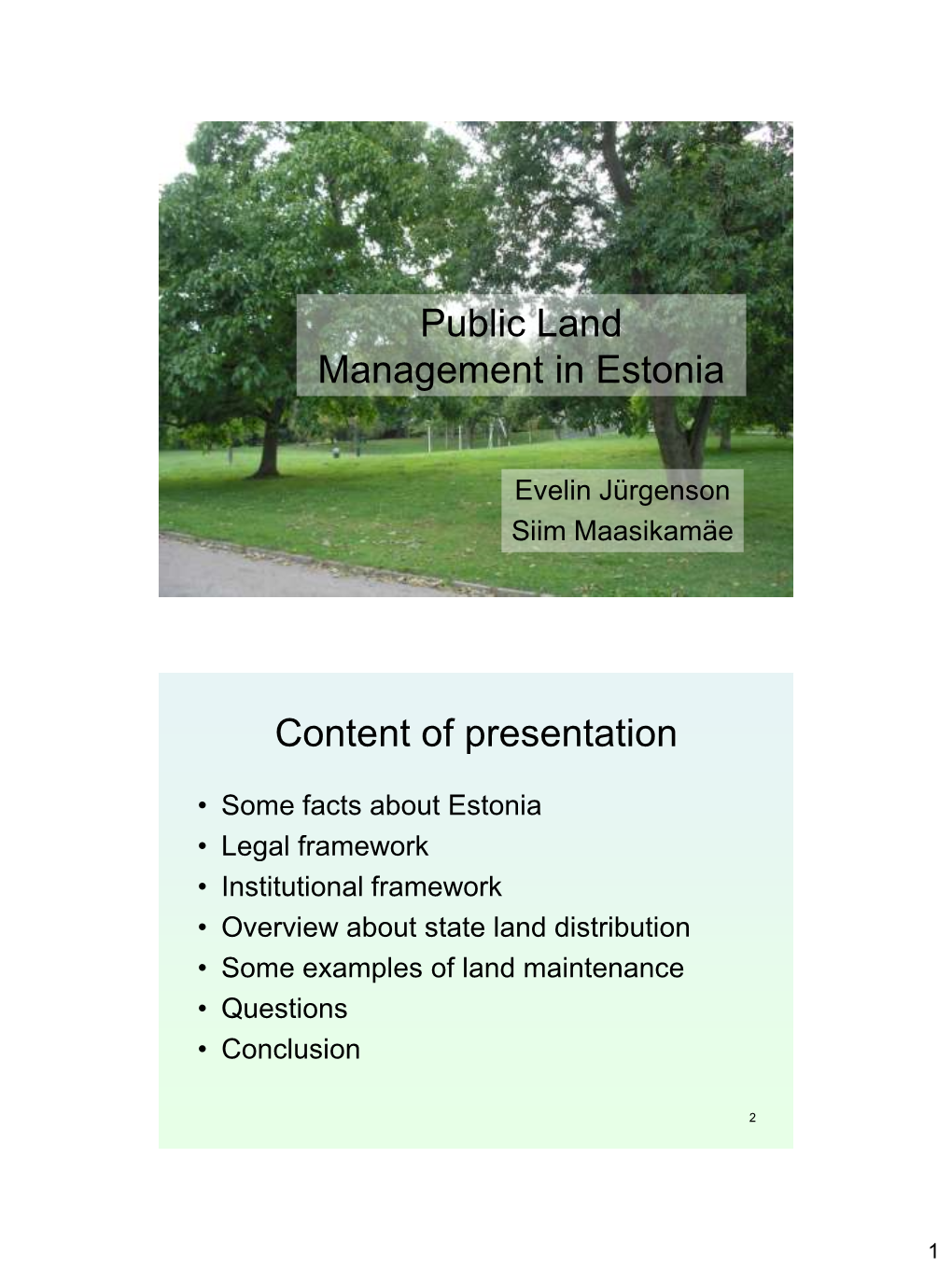 Public Land Management in Estonia