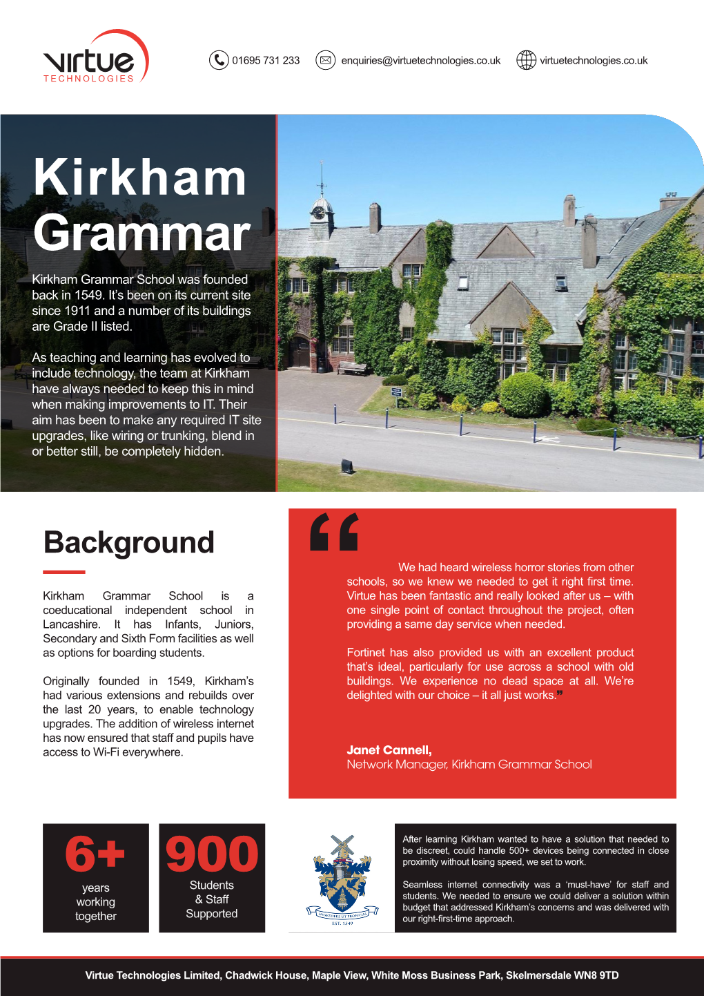 Kirkham Grammar School Was Founded Back in 1549