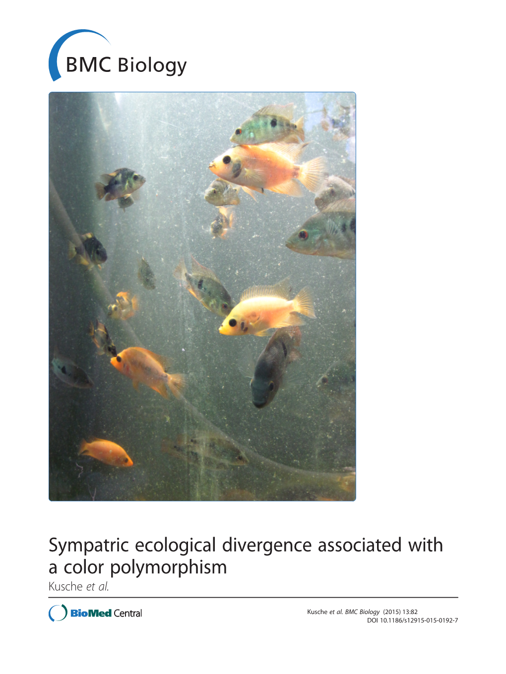 Sympatric Ecological Divergence Associated with a Color Polymorphism Kusche Et Al