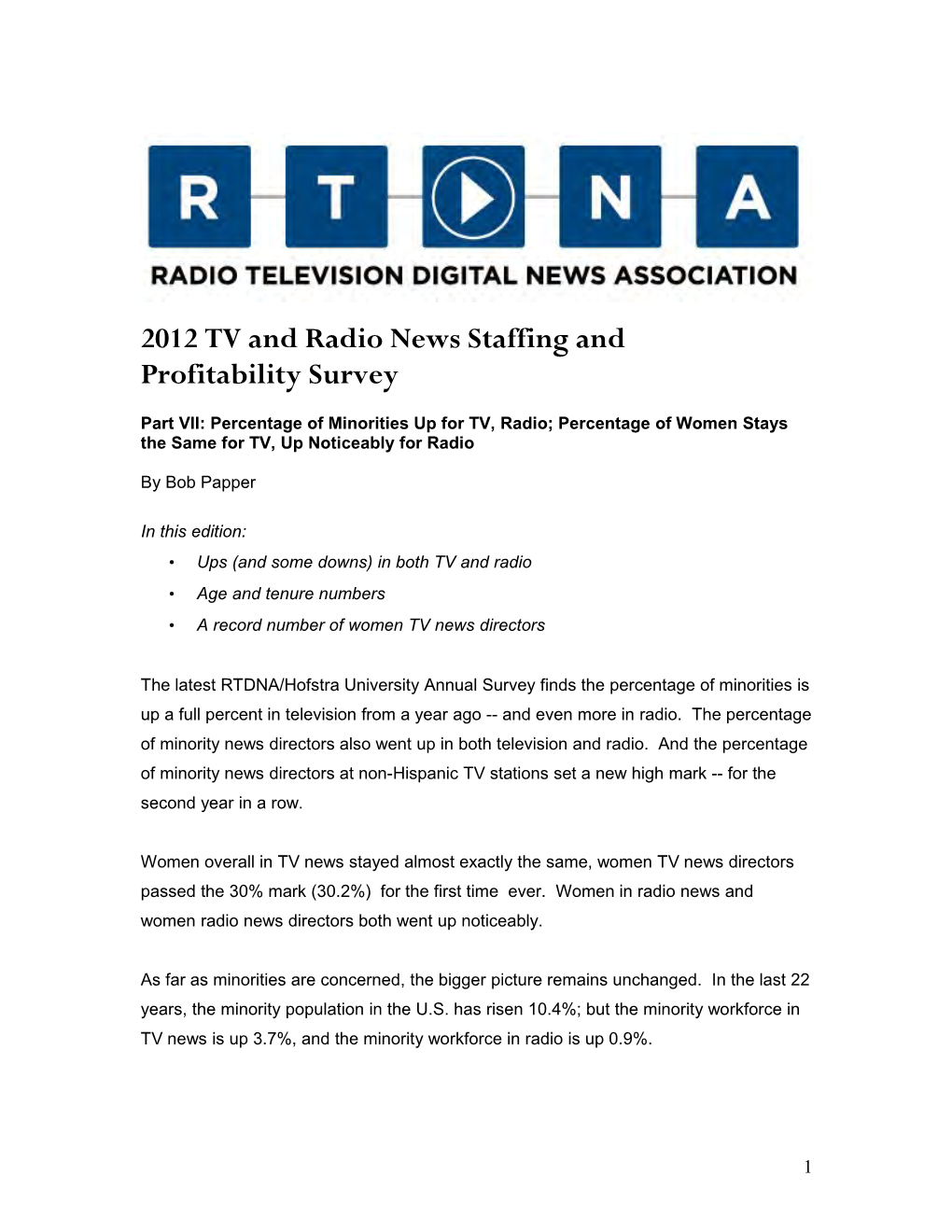 Television from a Year Ago -- and Even More in Radio