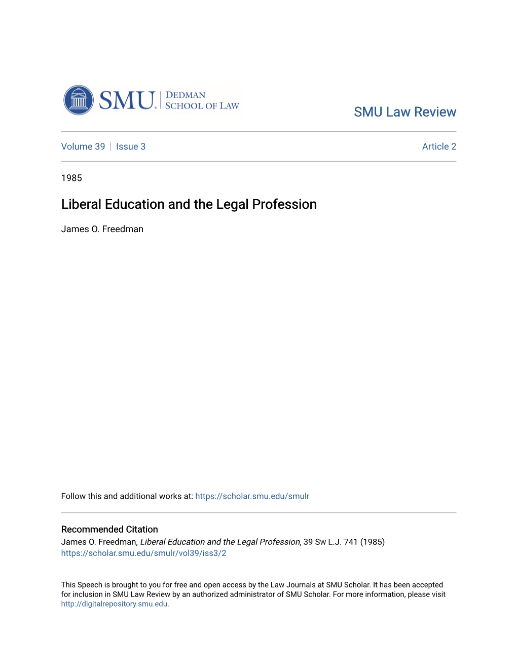 Liberal Education and the Legal Profession