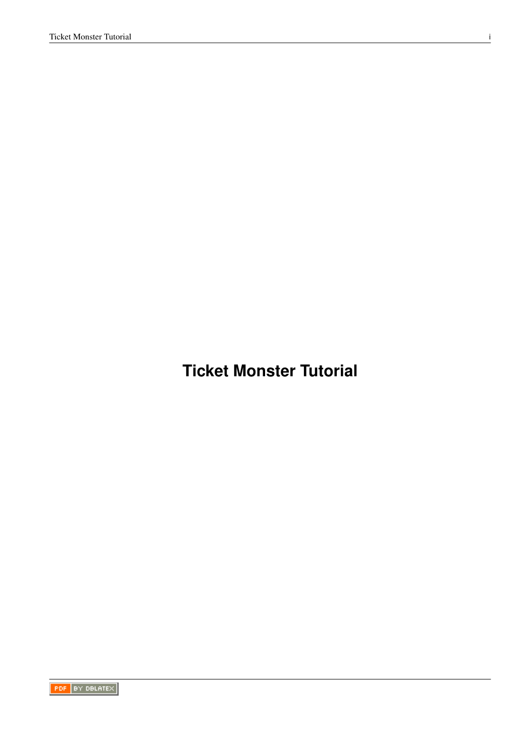Ticket Monster Tutorial I