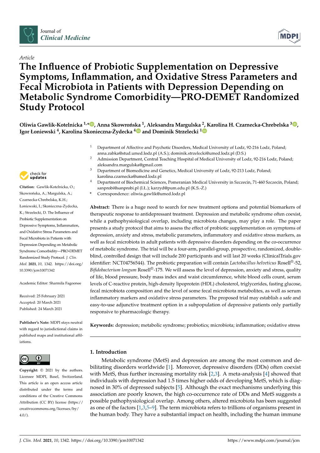 The Influence of Probiotic Supplementation on Depressive