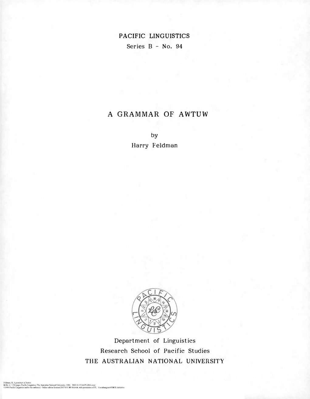 A Grammar of Awtuw