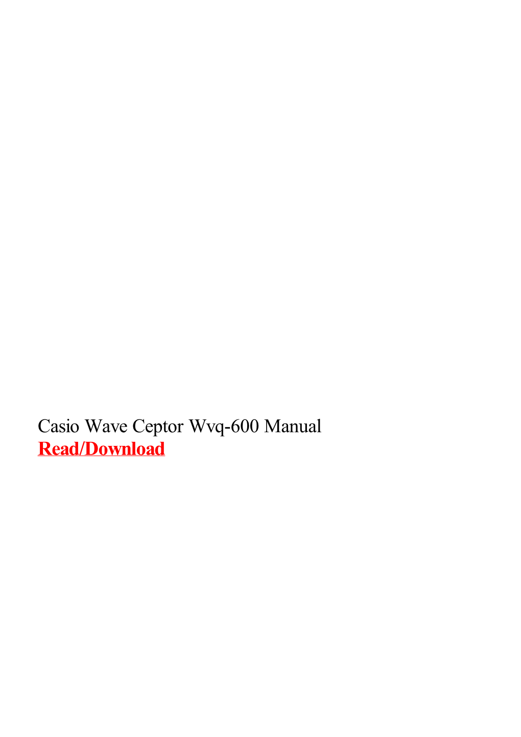 Casio Wave Ceptor Wvq-600 Manual