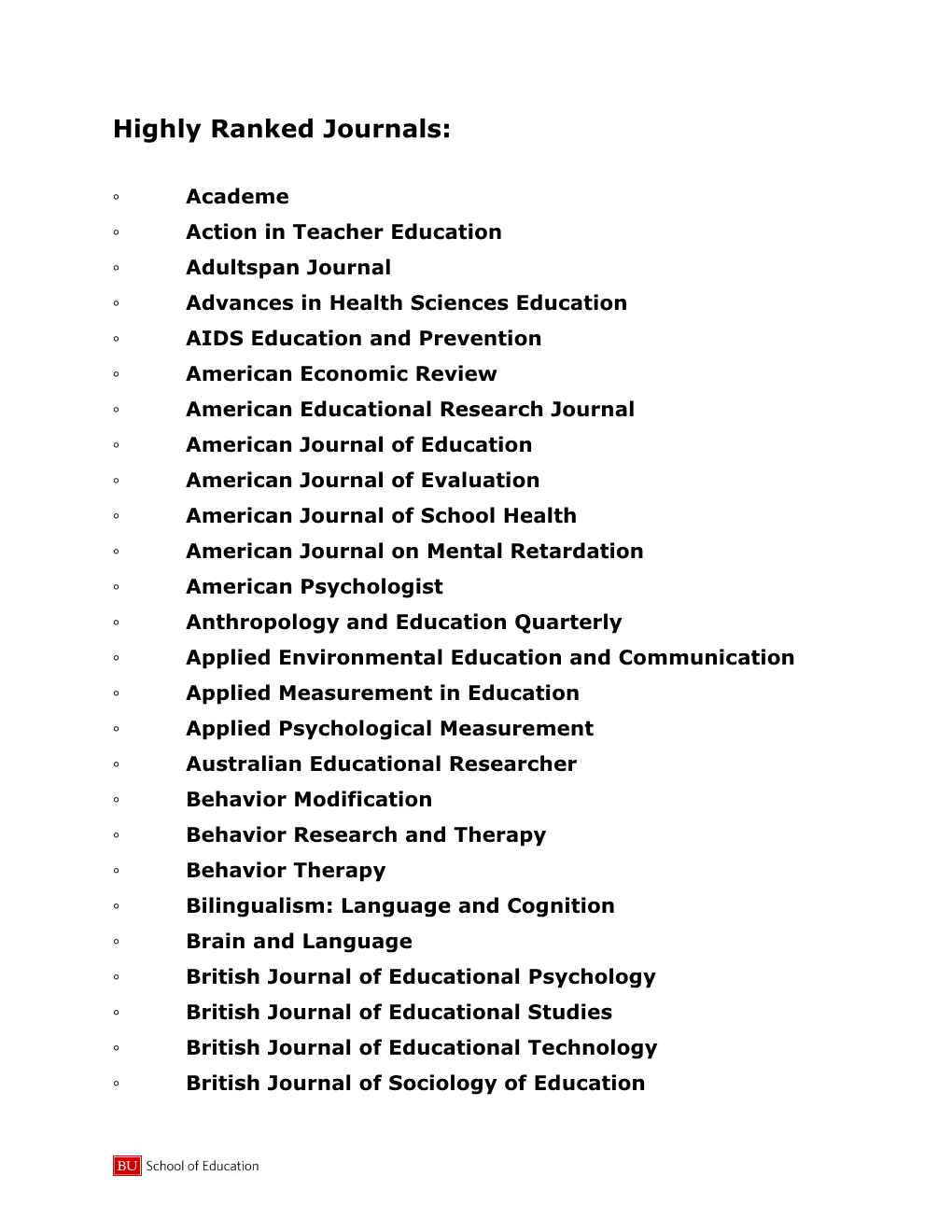 Highly Ranked Journals