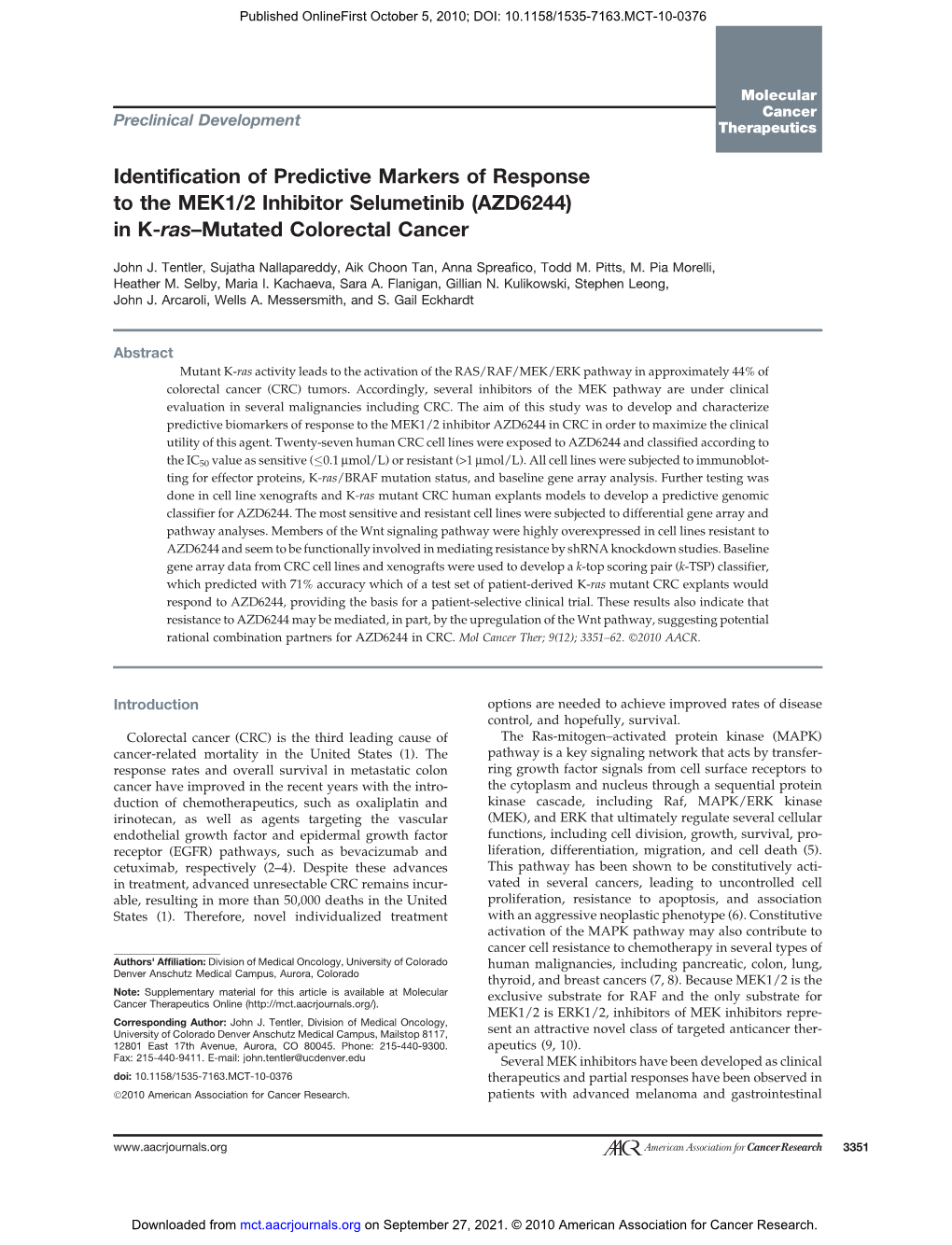 In K-Ras–Mutated Colorectal Cancer