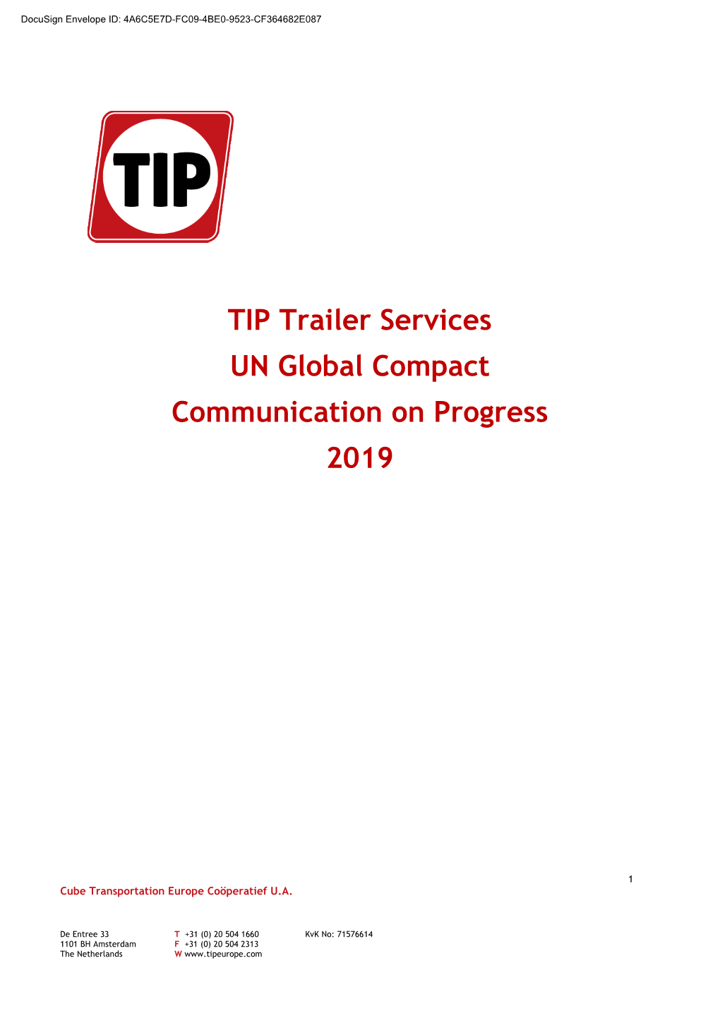 TIP Trailer Services UN Global Compact Communication on Progress 2019