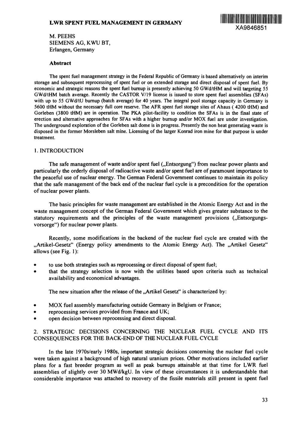Lwr Spent Fuel Management in Germany Xa9846851 M