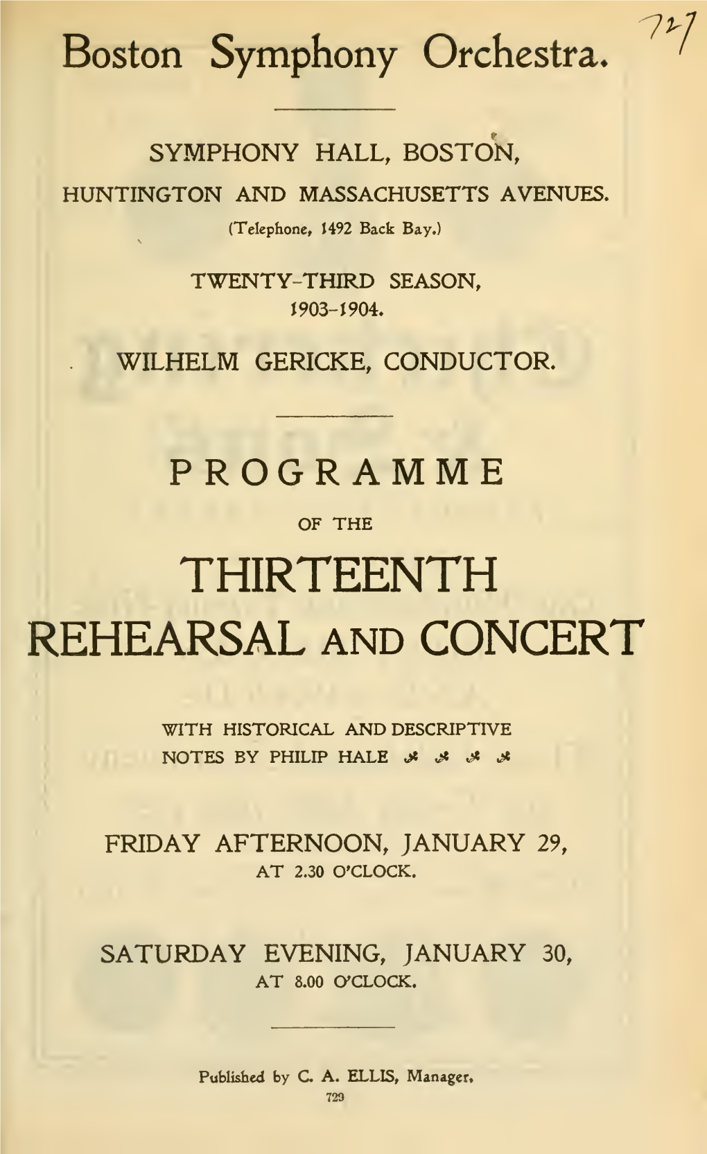 PROGRAMME of the THIRTEENTH REHEARSAL and CONCERT