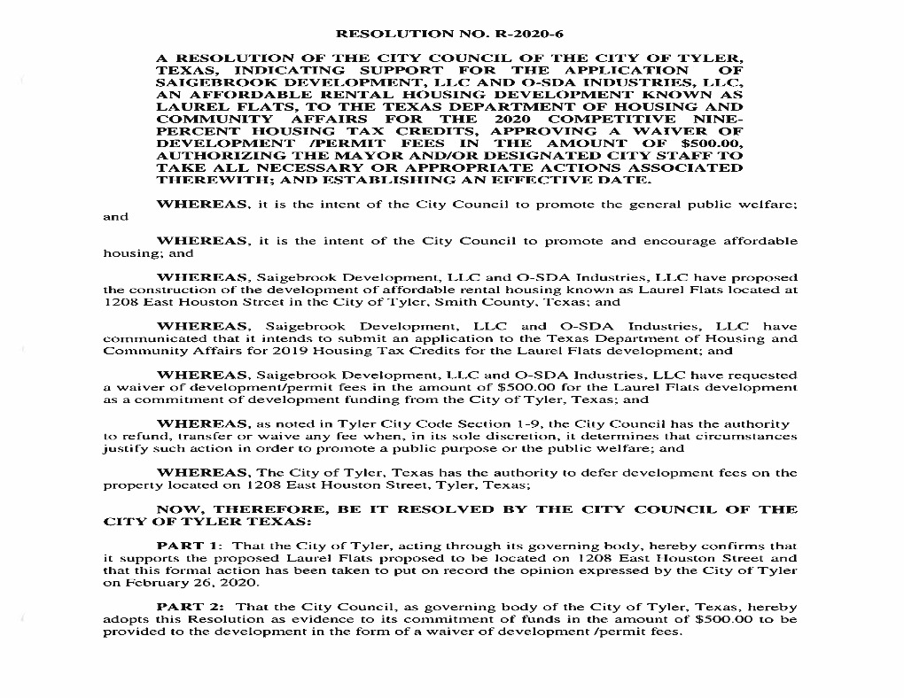 Resolution No. R-2020-6 a Resolution of the City