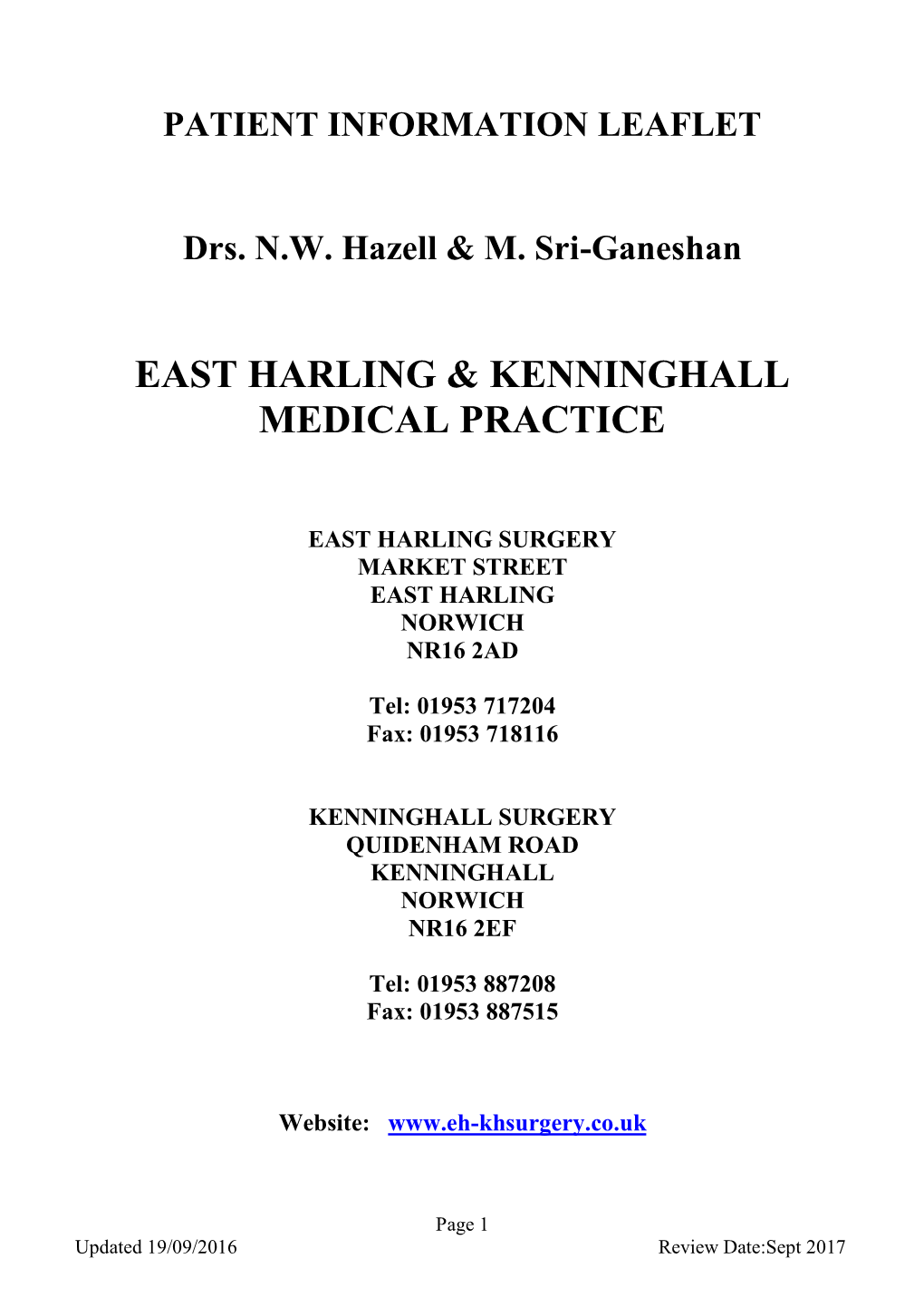East Harling & Kenninghall Medical Practice