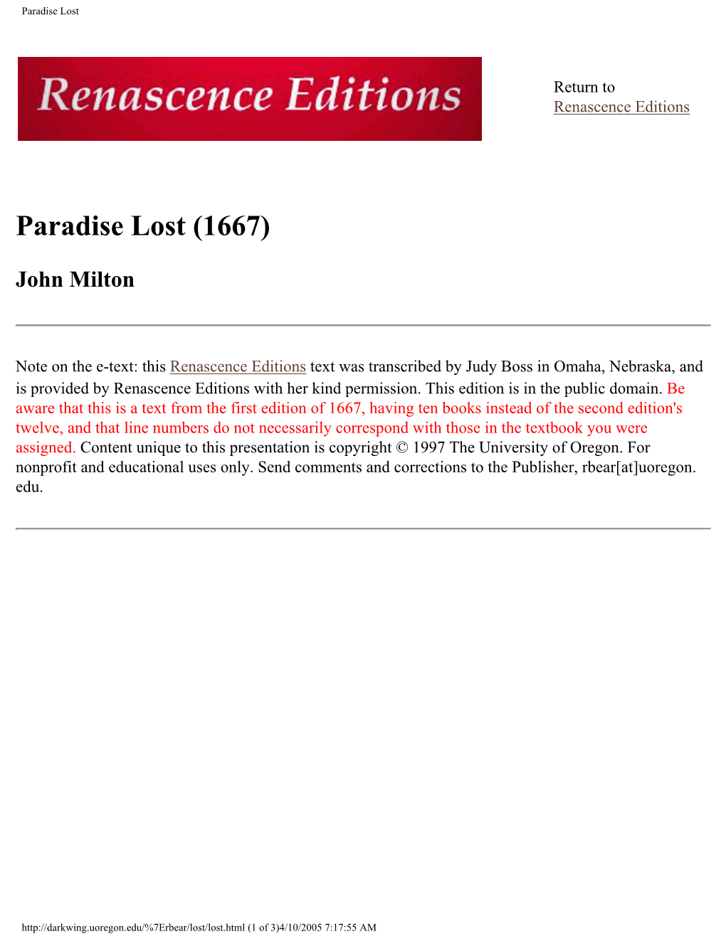 Paradise Lost