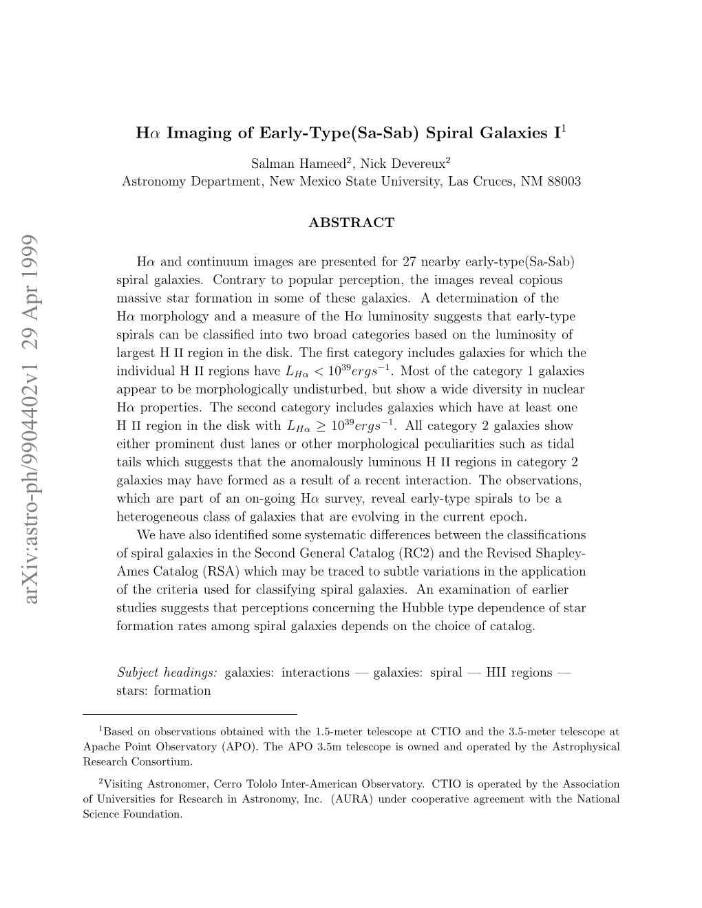 H-Alpha Imaging of Early-Type (Sa-Sab) Spiral Galaxies I