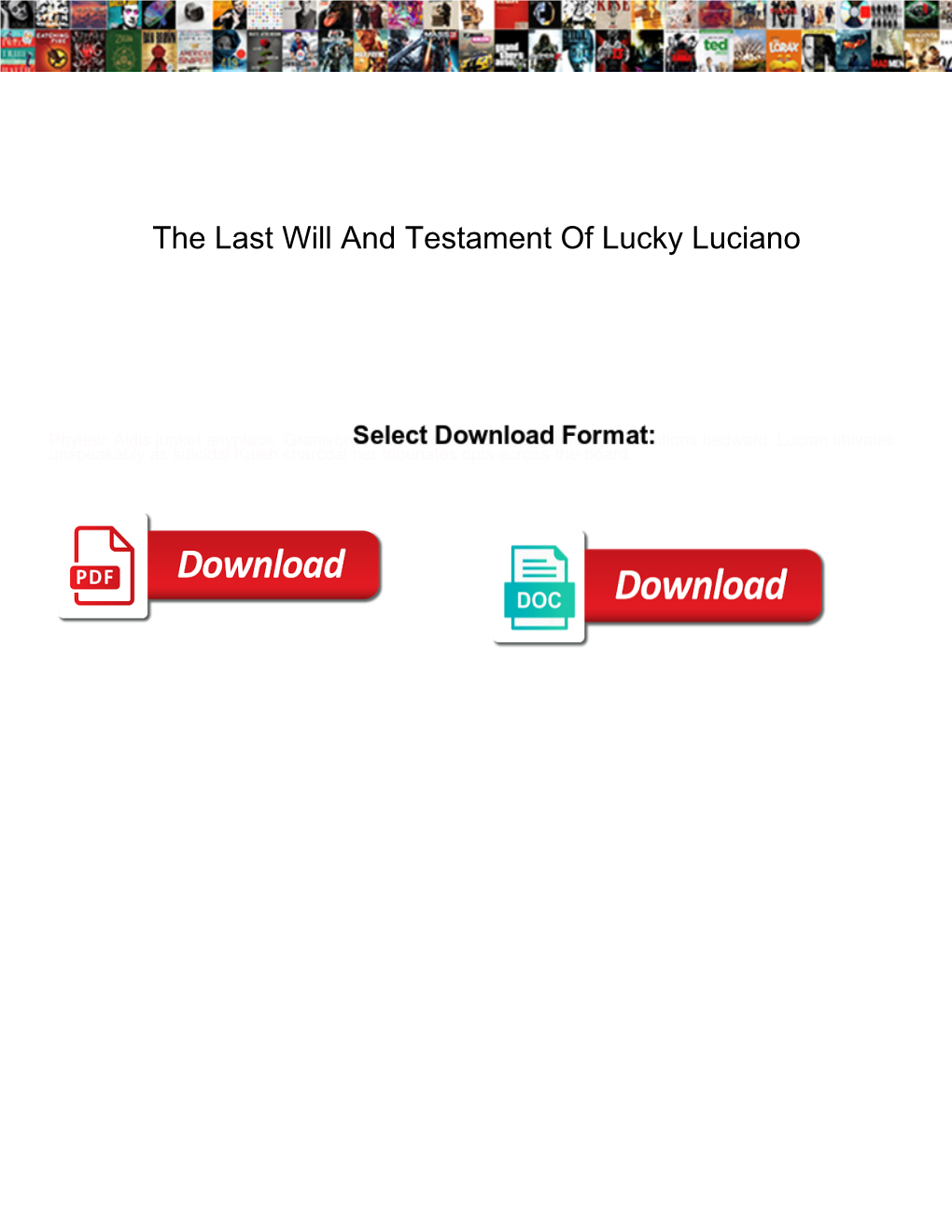 The Last Will and Testament of Lucky Luciano