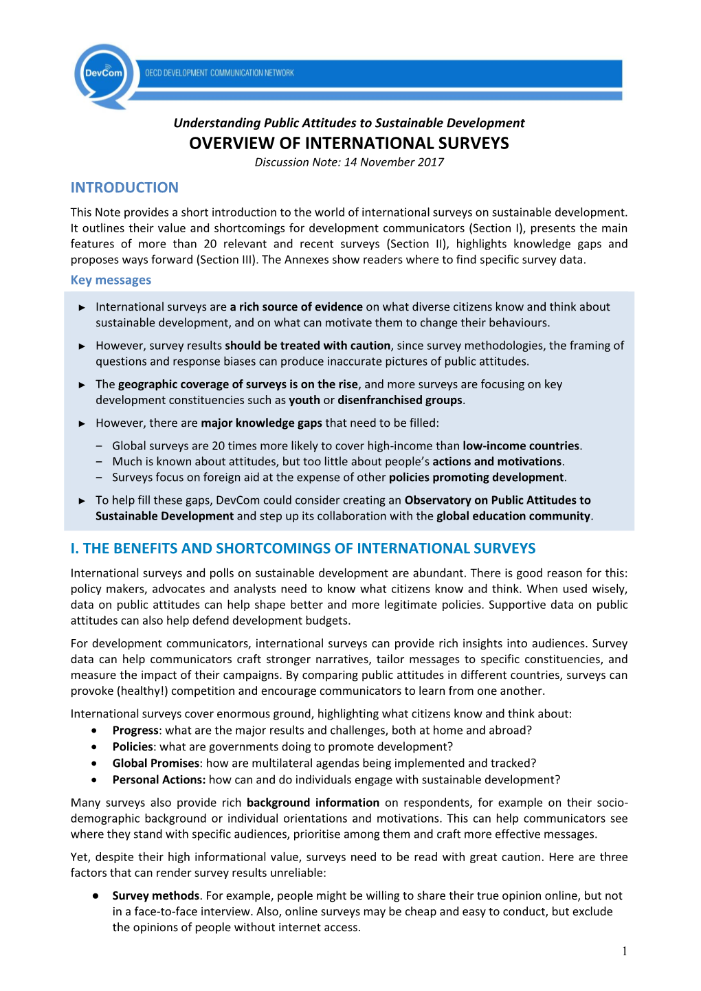 Overview of International Surveys