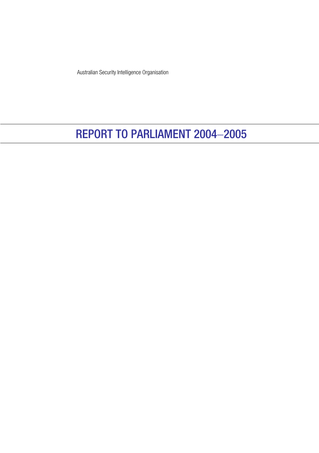 Report to Parliament 2004-05