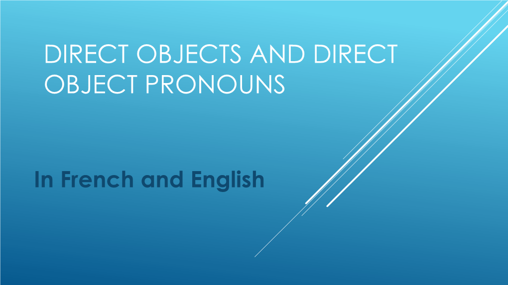 Direct Object Pronouns