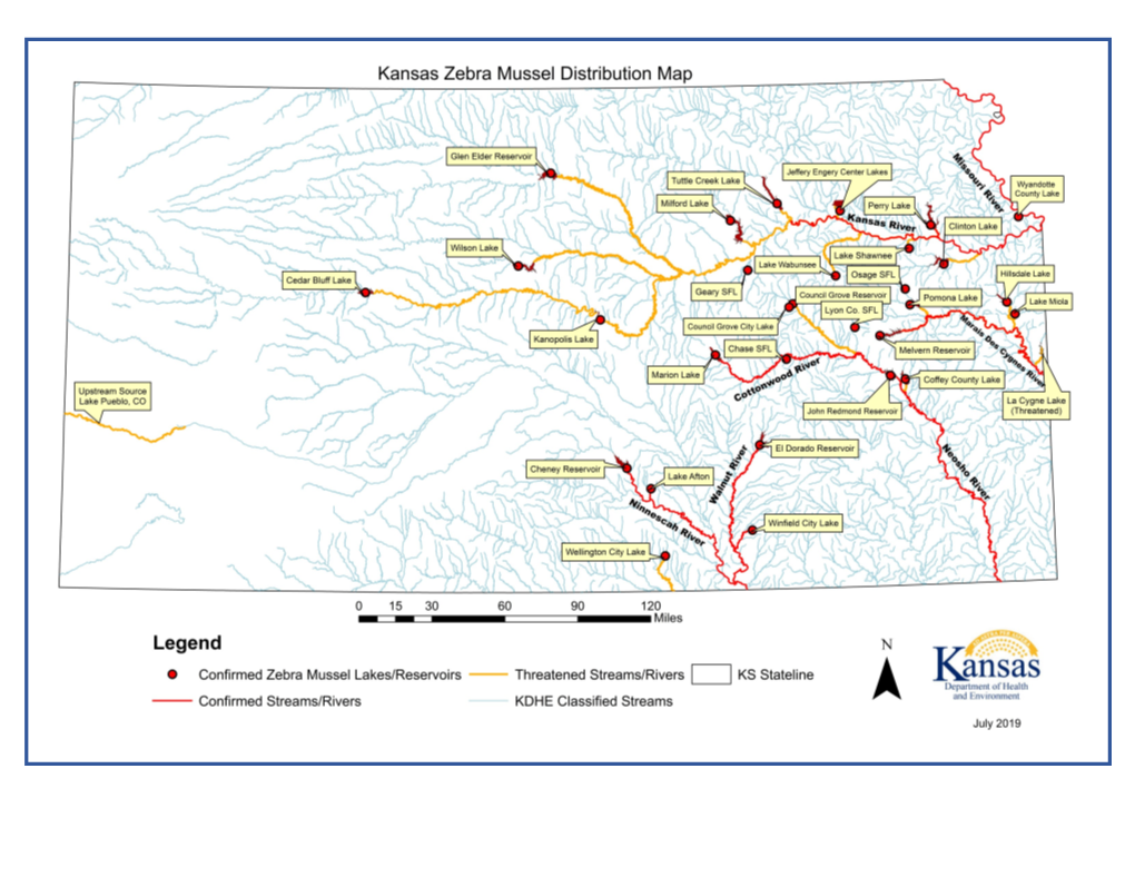 KDHE Confirmed Zebra Mussel Waterbodies