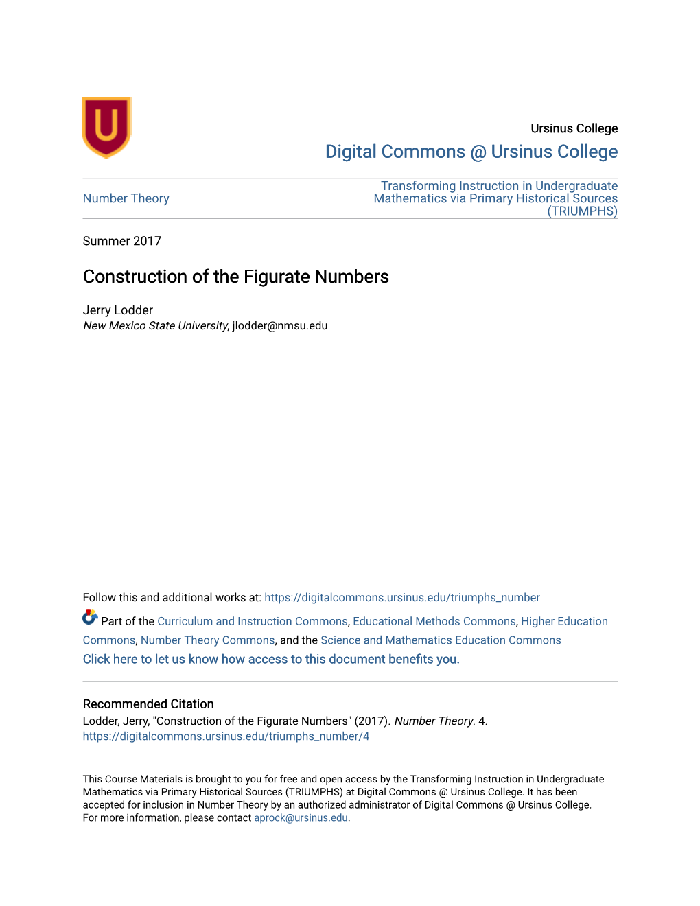 Construction of the Figurate Numbers