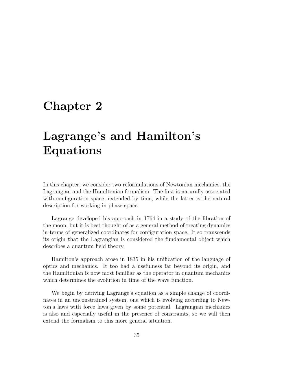 Chapter 2 Lagrange's and Hamilton's Equations