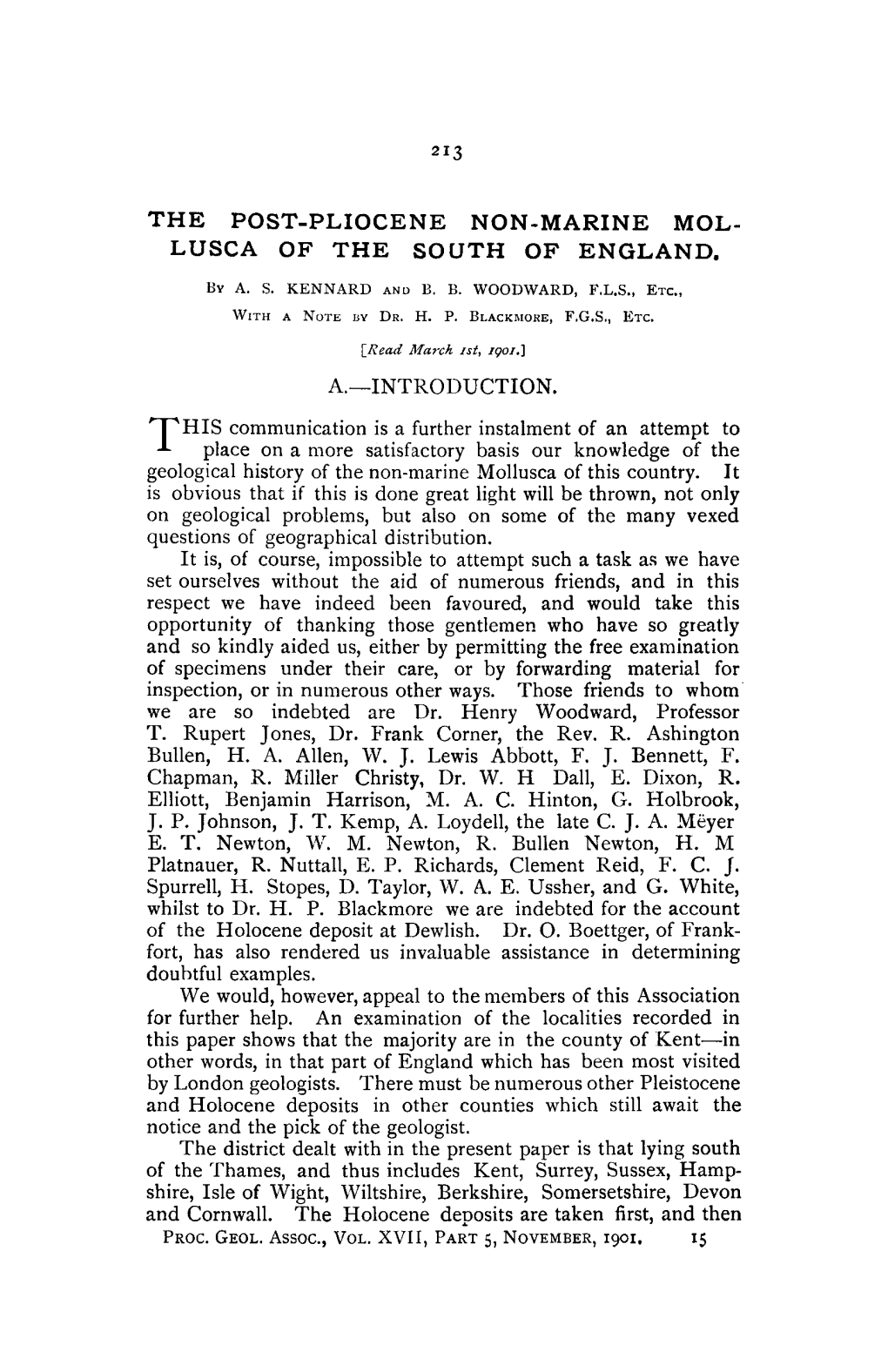 The Post-Pliocene Non-Marine Mollusca of the South of England