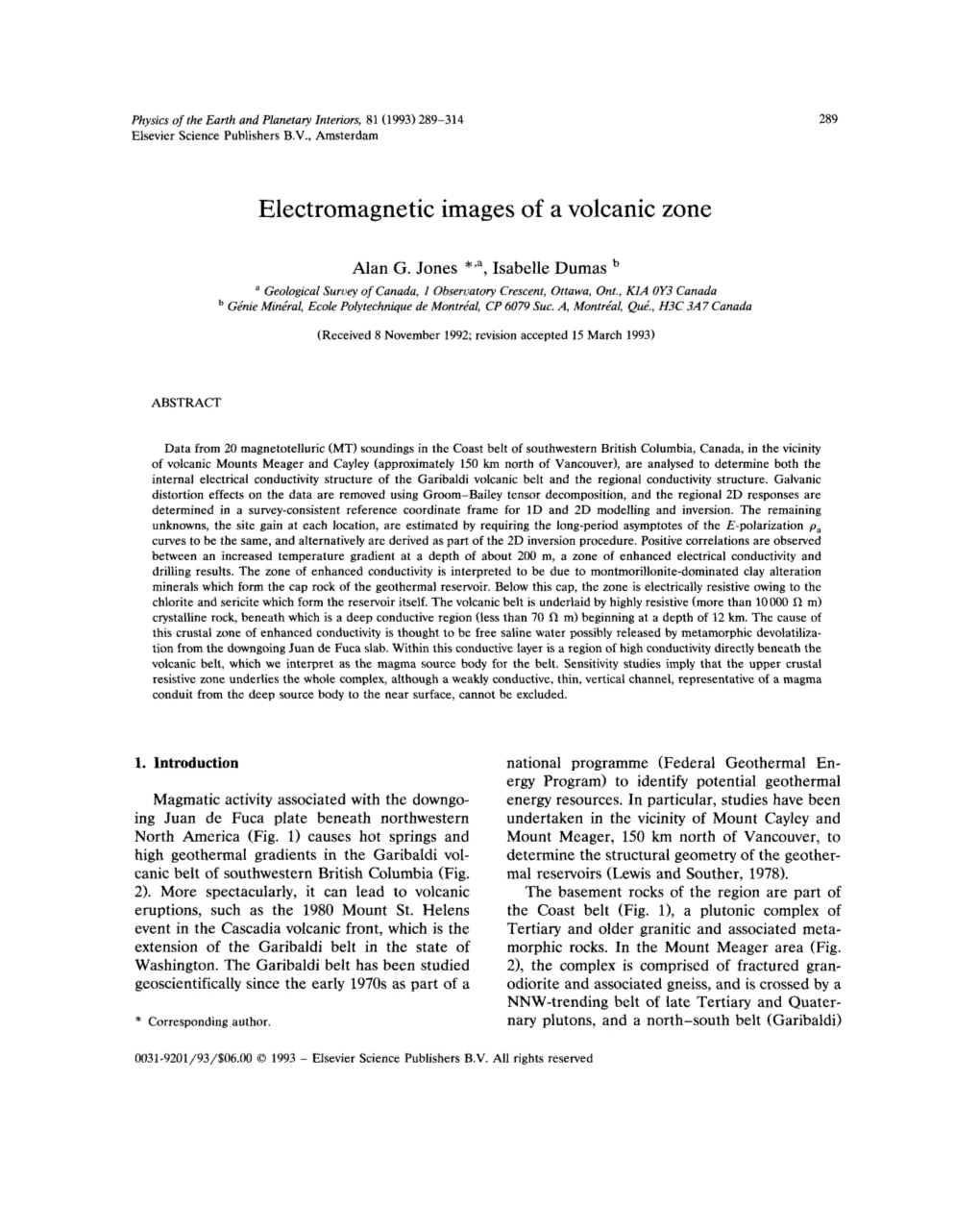 Electromagnetic Images of a Volcanic Zone